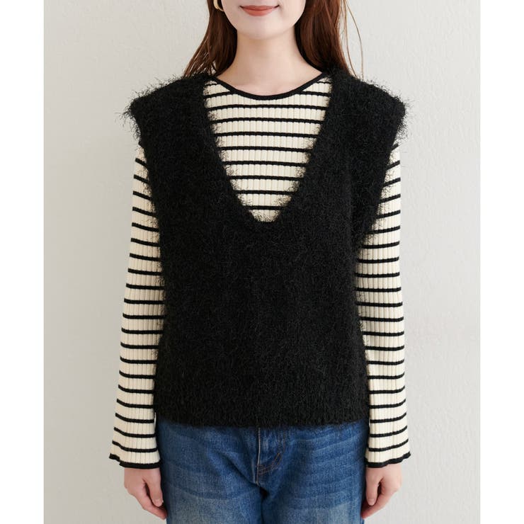 【natural couture】フェザーヤーンVネックベスト | NICE CLAUP / OLIVE des OLIVE　OUTLET | 詳細画像13 