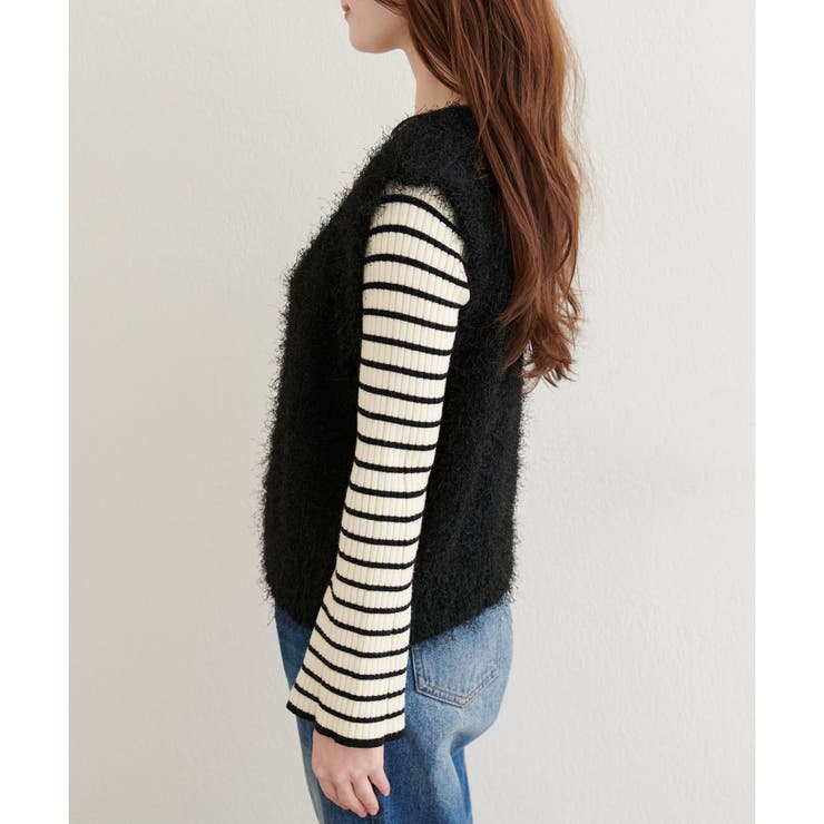 【natural couture】フェザーヤーンVネックベスト | NICE CLAUP / OLIVE des OLIVE　OUTLET | 詳細画像14 