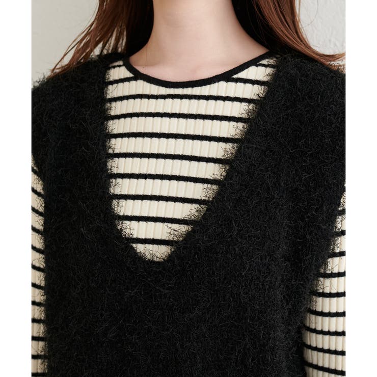 【natural couture】フェザーヤーンVネックベスト | NICE CLAUP / OLIVE des OLIVE　OUTLET | 詳細画像16 