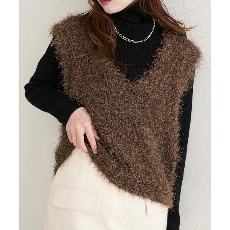 【natural couture】フェザーヤーンVネックベスト | NICE CLAUP / OLIVE des OLIVE　OUTLET | 詳細画像6 