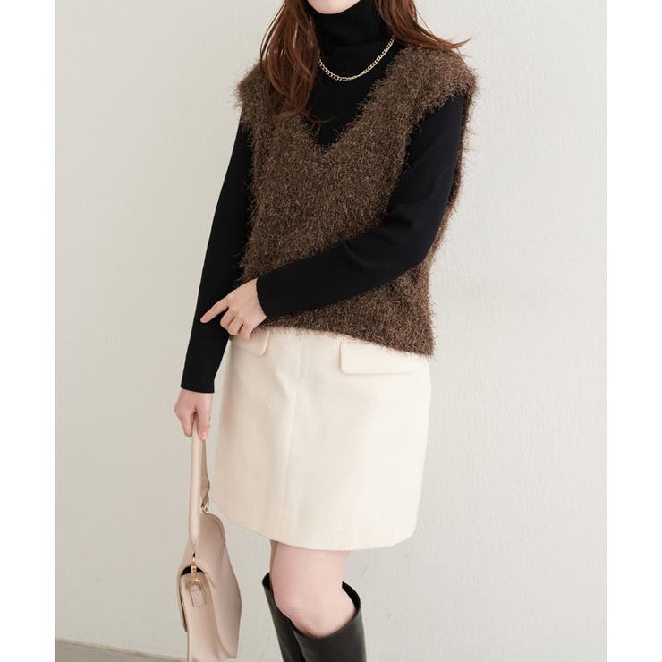 【natural couture】フェザーヤーンVネックベスト | NICE CLAUP / OLIVE des OLIVE　OUTLET | 詳細画像7 