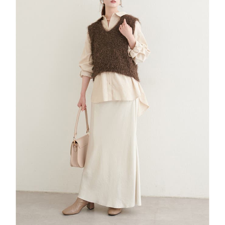 【natural couture】フェザーヤーンVネックベスト | NICE CLAUP / OLIVE des OLIVE　OUTLET | 詳細画像9 