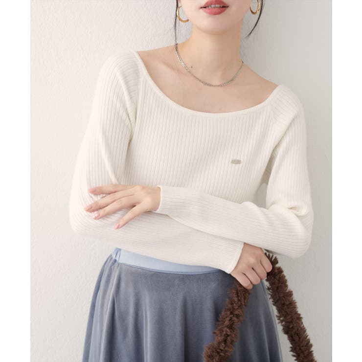 【natural couture】バレエネックリブニットプルオーバー | NICE CLAUP / OLIVE des OLIVE　OUTLET | 詳細画像3 