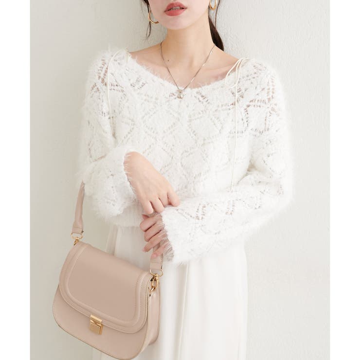 ＜mizumami＞ロンバス柄ファンシーニット | NICE CLAUP / OLIVE des OLIVE　OUTLET | 詳細画像1 