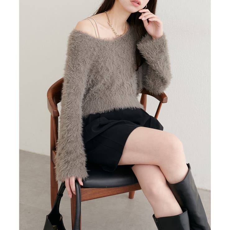 モカ | ＜mizumami＞ロンバス柄ファンシーニット | NICE CLAUP / OLIVE des OLIVE　OUTLET