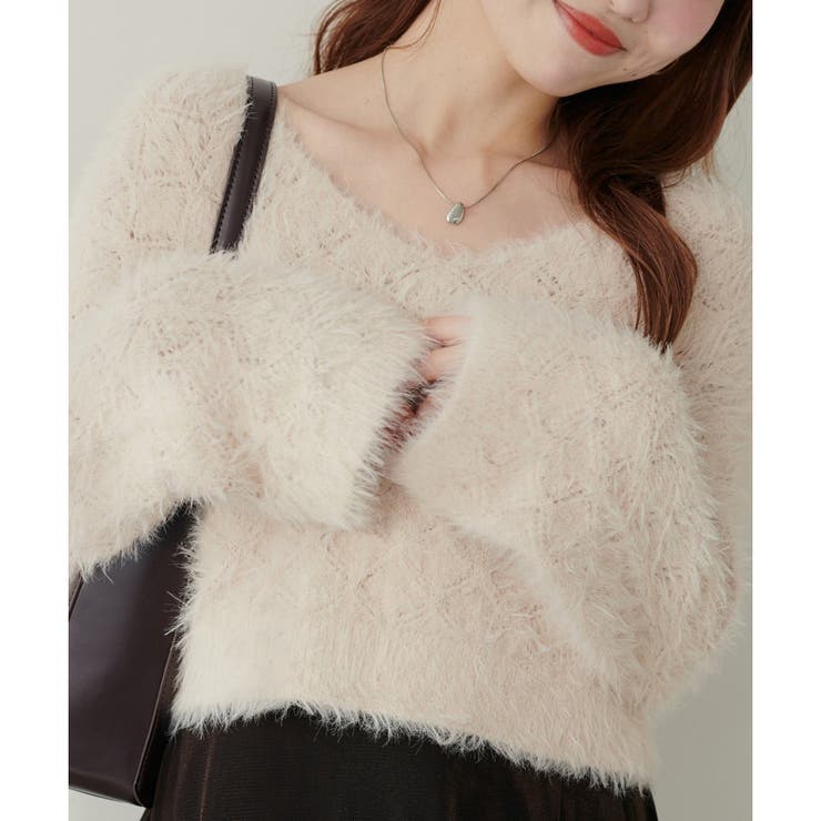 ピンク | ＜mizumami＞ロンバス柄ファンシーニット | NICE CLAUP / OLIVE des OLIVE　OUTLET