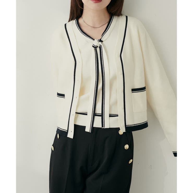 【natural couture】配色ラインカーディガン | NICE CLAUP / OLIVE des OLIVE　OUTLET | 詳細画像21 