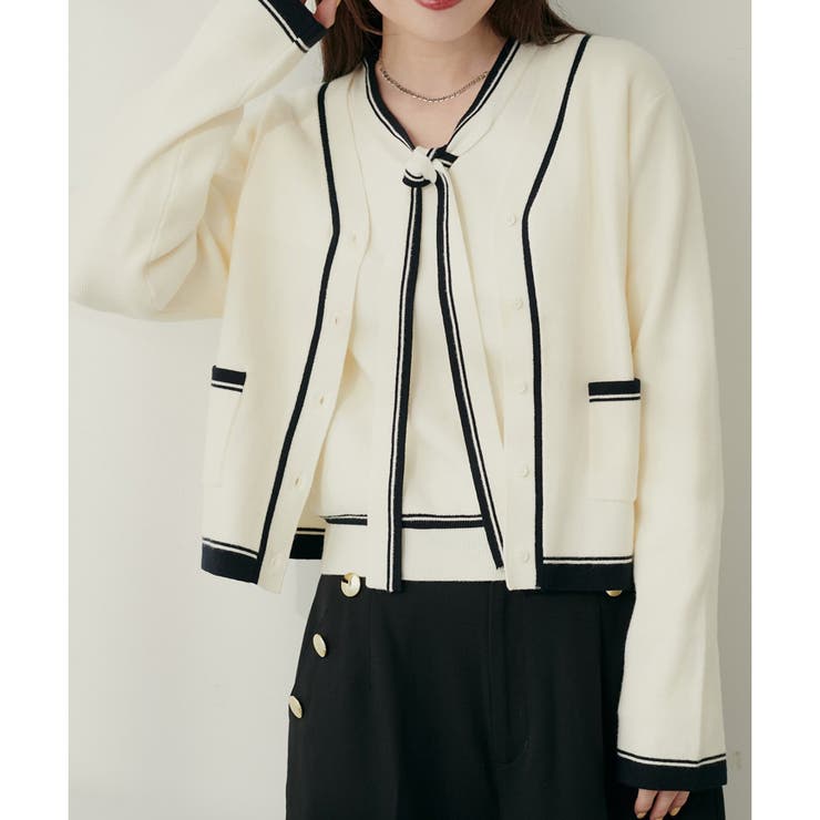 オフ | 【natural couture】配色ラインカーディガン | NICE CLAUP / OLIVE des OLIVE　OUTLET