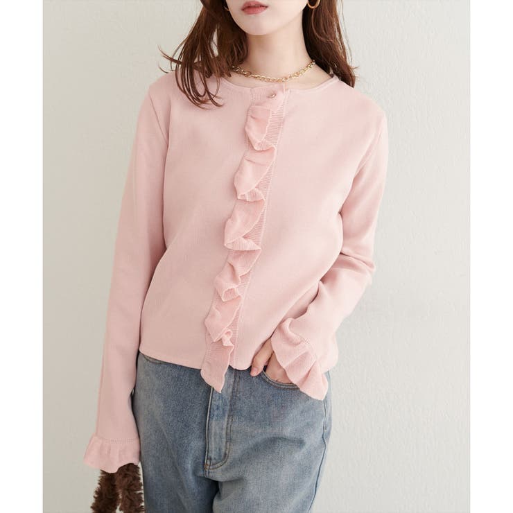 【natural couture】フリルディティールカーディガン | NICE CLAUP / OLIVE des OLIVE　OUTLET | 詳細画像1 