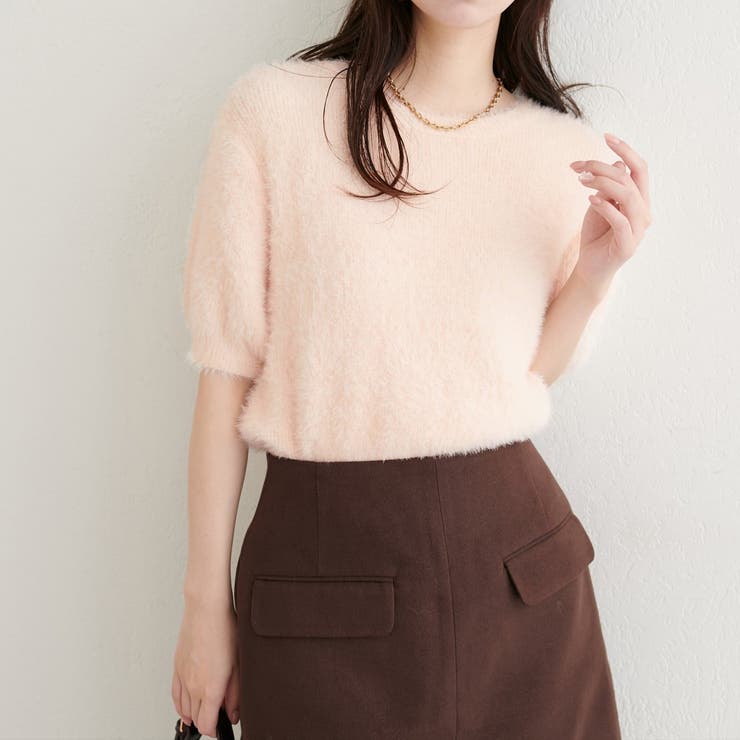 【natural couture】フェザーヤーン半袖ニットプルオーバー | NICE CLAUP / OLIVE des OLIVE　OUTLET | 詳細画像8 