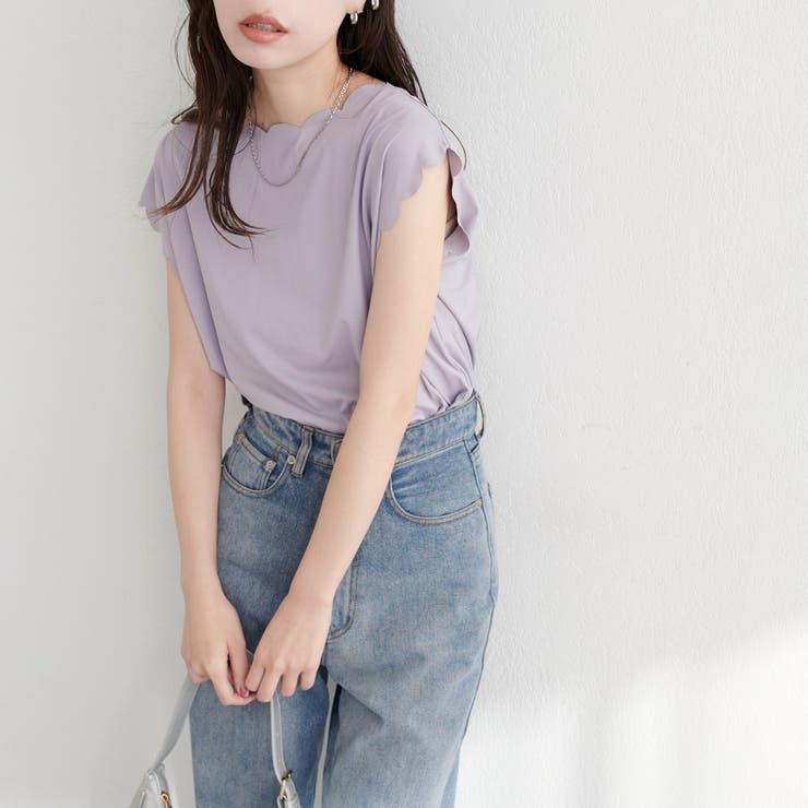 【natural couture】前後２WAYスカラップノースリカットソーブ… | NICE CLAUP / OLIVE des OLIVE　OUTLET | 詳細画像2 