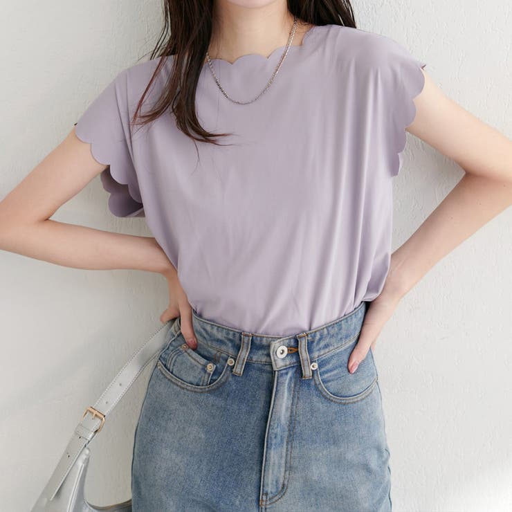 グレージュ | 【natural couture】前後２WAYスカラップノースリカットソーブ… | NICE CLAUP / OLIVE des OLIVE　OUTLET