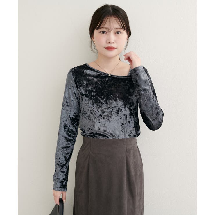 【natural couture】【WEB限定】クラッシュベロアアシメネックプル… | NICE CLAUP / OLIVE des OLIVE　OUTLET | 詳細画像2 