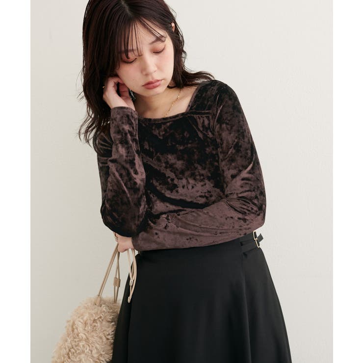 【natural couture】【WEB限定】クラッシュベロアアシメネックプル… | NICE CLAUP / OLIVE des OLIVE　OUTLET | 詳細画像12 