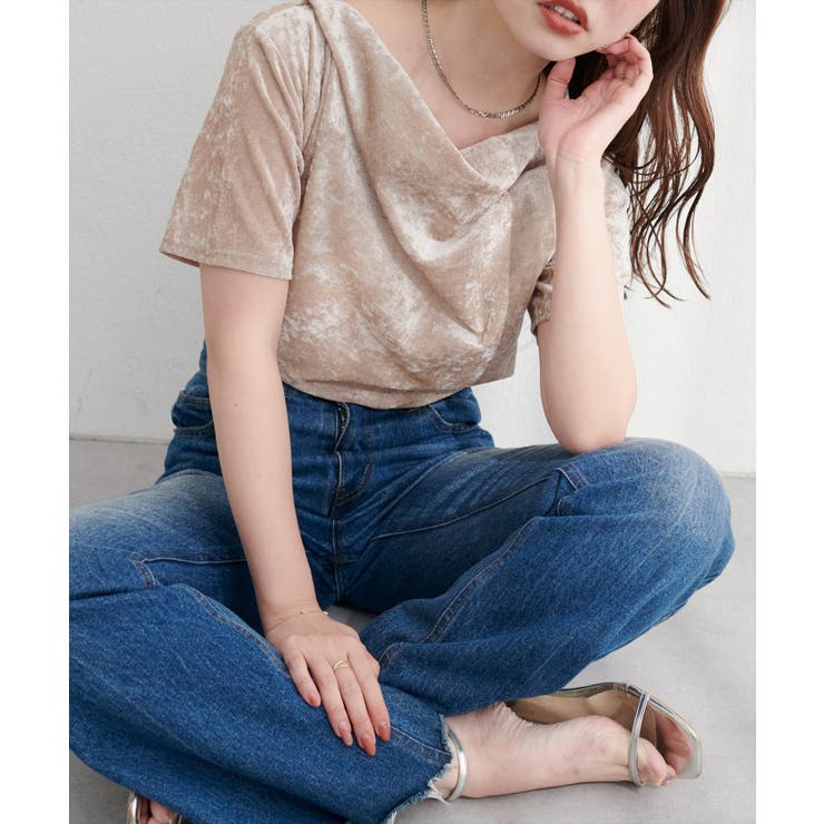 フロッキーメッシュドレープ半袖プルオーバー | NICE CLAUP / OLIVE des OLIVE　OUTLET | 詳細画像10 