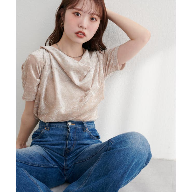 フロッキーメッシュドレープ半袖プルオーバー | NICE CLAUP / OLIVE des OLIVE　OUTLET | 詳細画像13 