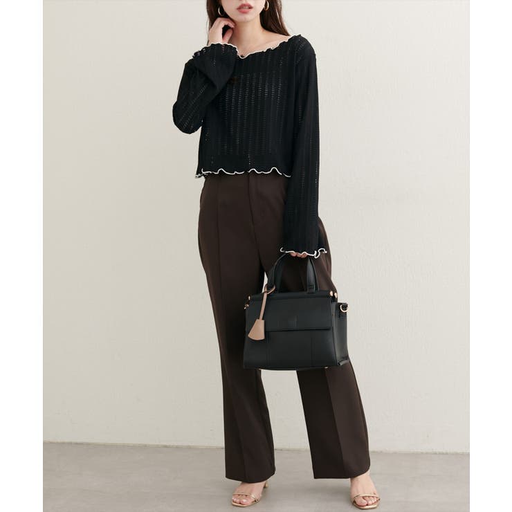 【natural couture】透かしカットソー配色TOPS | NICE CLAUP / OLIVE des OLIVE　OUTLET | 詳細画像2 