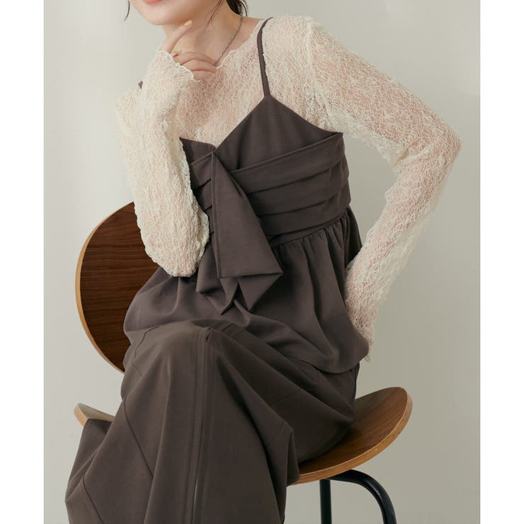 ブラウン | 【natural couture】リボンビスチェ&レースメロウTセット | NICE CLAUP / OLIVE des OLIVE　OUTLET