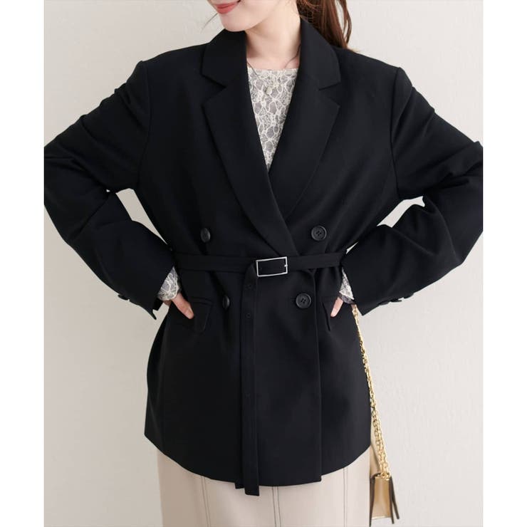 【natural couture】ベルト付きロングテーラージャケット | NICE CLAUP / OLIVE des OLIVE　OUTLET | 詳細画像1 