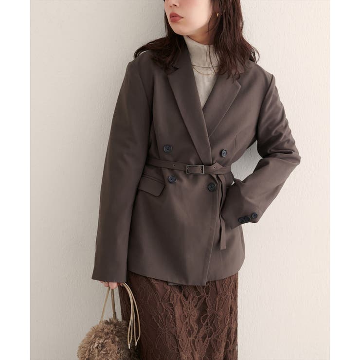 【natural couture】ベルト付きロングテーラージャケット | NICE CLAUP / OLIVE des OLIVE　OUTLET | 詳細画像3 