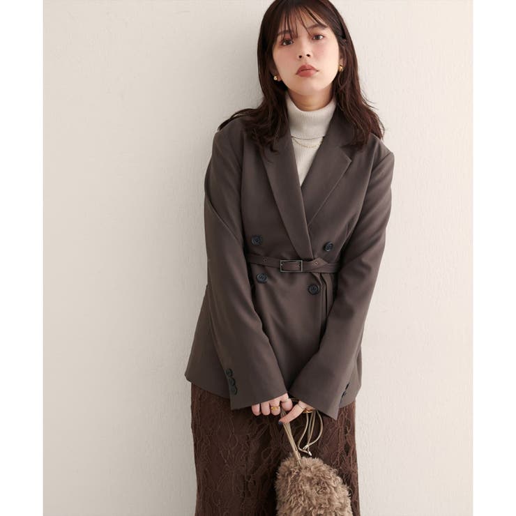 【natural couture】ベルト付きロングテーラージャケット | NICE CLAUP / OLIVE des OLIVE　OUTLET | 詳細画像4 