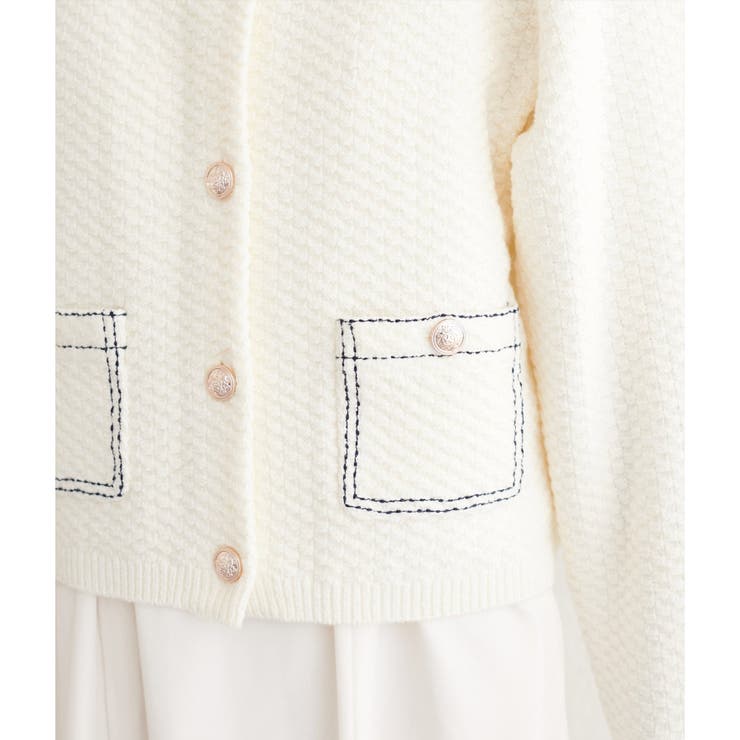 【natural couture】配色ステッチ入りニットジャケット | NICE CLAUP / OLIVE des OLIVE　OUTLET | 詳細画像21 