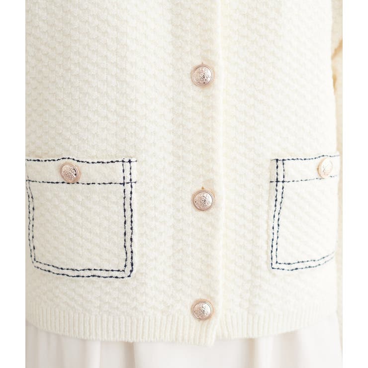 【natural couture】配色ステッチ入りニットジャケット | NICE CLAUP / OLIVE des OLIVE　OUTLET | 詳細画像6 