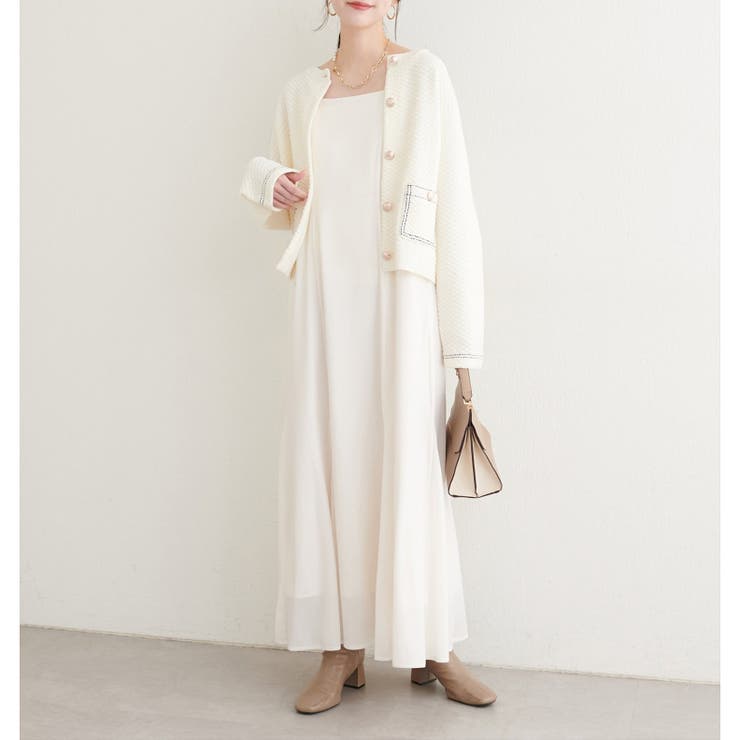 【natural couture】配色ステッチ入りニットジャケット | NICE CLAUP / OLIVE des OLIVE　OUTLET | 詳細画像5 