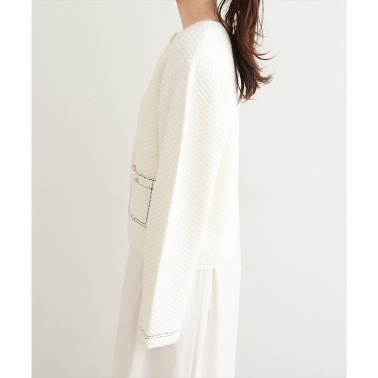 【natural couture】配色ステッチ入りニットジャケット | NICE CLAUP / OLIVE des OLIVE　OUTLET | 詳細画像17 