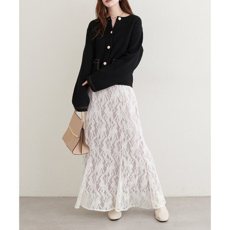 【natural couture】配色ステッチ入りニットジャケット | NICE CLAUP / OLIVE des OLIVE　OUTLET | 詳細画像14 