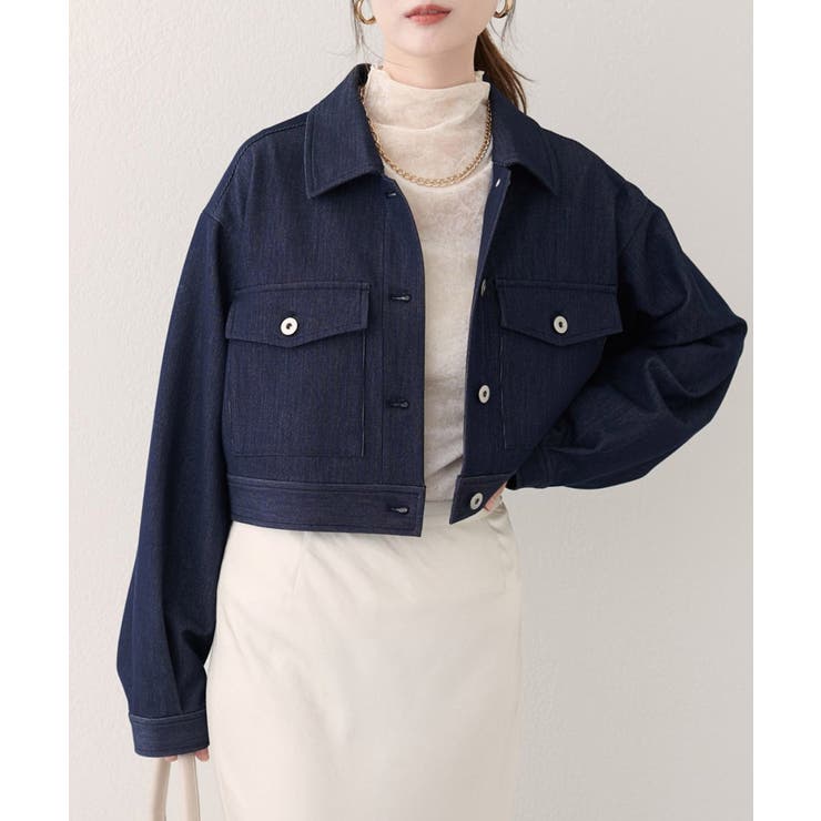 【natural couture】クロップドシャツブルゾン | NICE CLAUP / OLIVE des OLIVE　OUTLET | 詳細画像1 