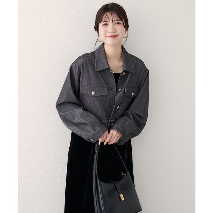 【natural couture】クロップドシャツブルゾン | NICE CLAUP / OLIVE des OLIVE　OUTLET | 詳細画像2 