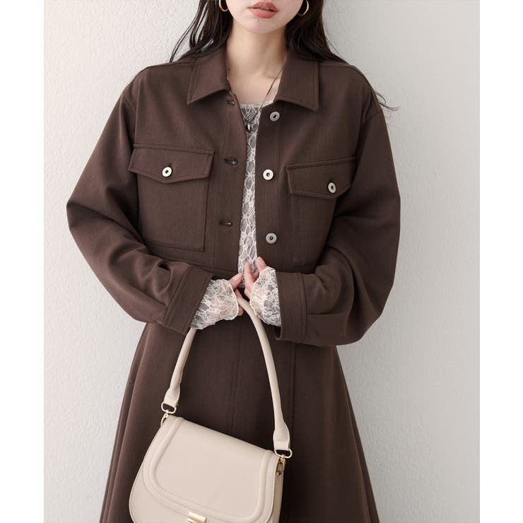 ブラウン | 【natural couture】クロップドシャツブルゾン | NICE CLAUP / OLIVE des OLIVE　OUTLET