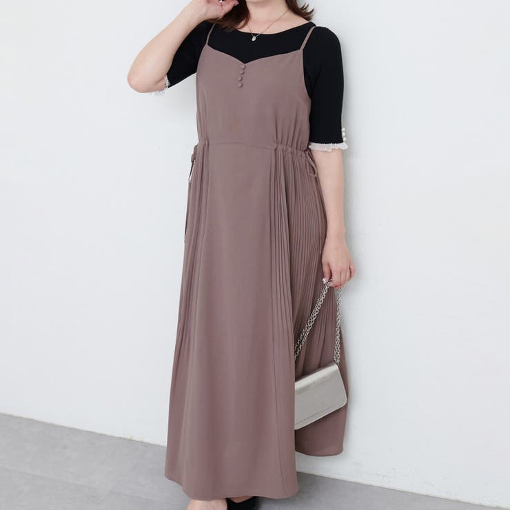 モカ |  ＜canami＞両サイドプリーツキャミワンピース | NICE CLAUP / OLIVE des OLIVE　OUTLET