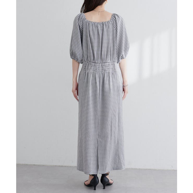 【natural couture】ポコポコチェック袖ボリュームワンピース | NICE CLAUP / OLIVE des OLIVE　OUTLET | 詳細画像2 