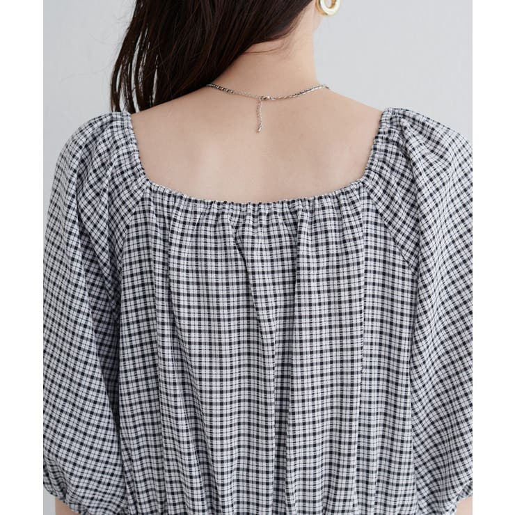 【natural couture】ポコポコチェック袖ボリュームワンピース | NICE CLAUP / OLIVE des OLIVE　OUTLET | 詳細画像3 