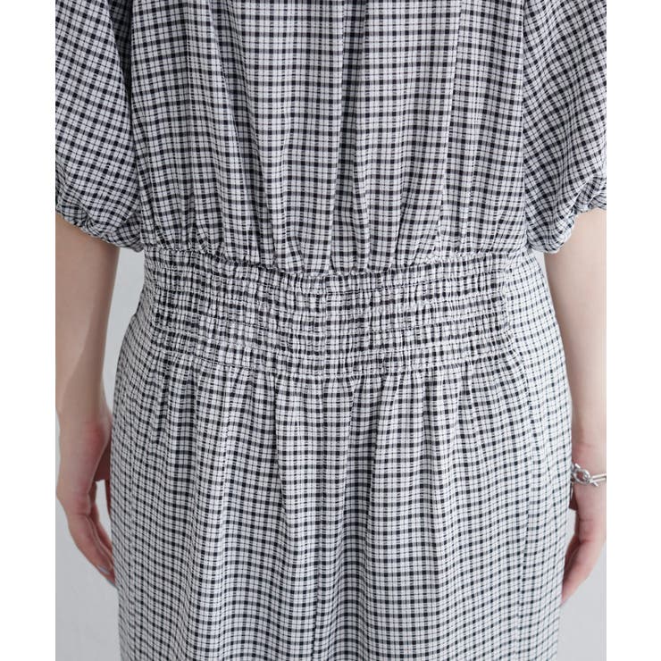 【natural couture】ポコポコチェック袖ボリュームワンピース | NICE CLAUP / OLIVE des OLIVE　OUTLET | 詳細画像4 