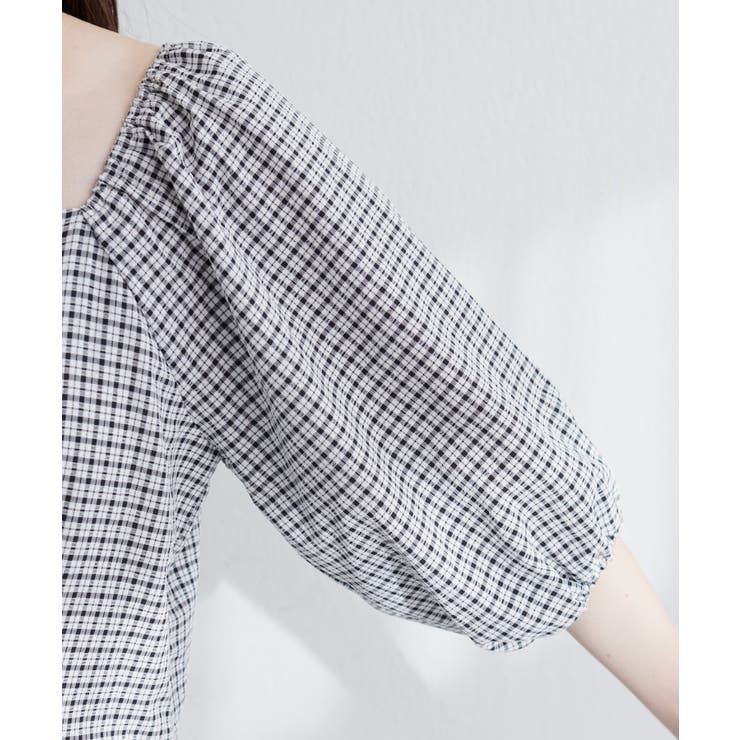 【natural couture】ポコポコチェック袖ボリュームワンピース | NICE CLAUP / OLIVE des OLIVE　OUTLET | 詳細画像8 