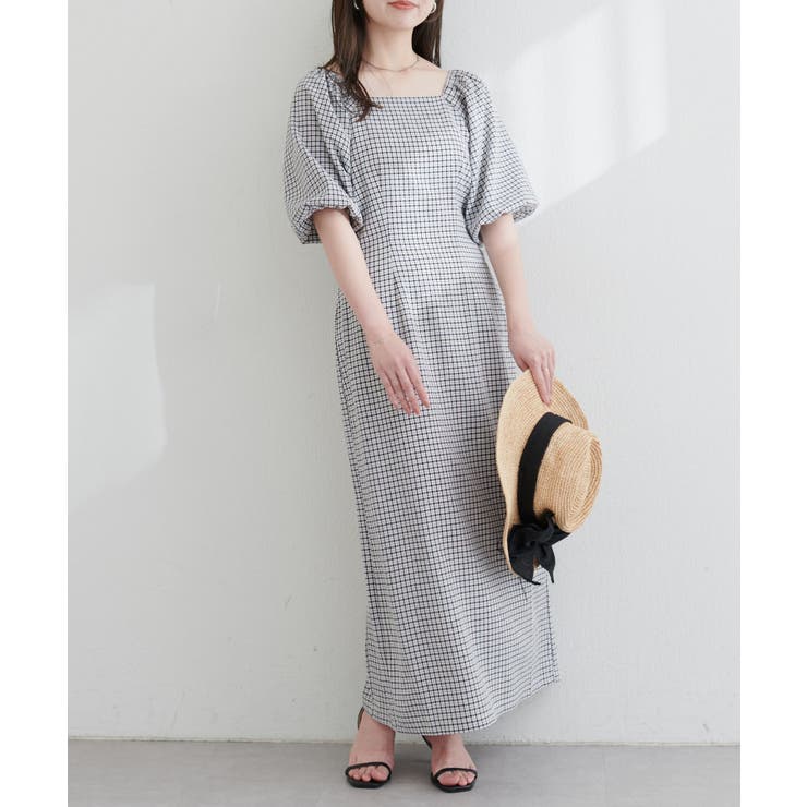 【natural couture】ポコポコチェック袖ボリュームワンピース | NICE CLAUP / OLIVE des OLIVE　OUTLET | 詳細画像12 