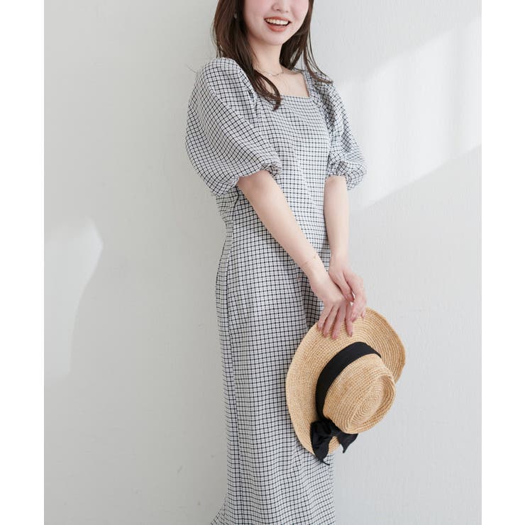 【natural couture】ポコポコチェック袖ボリュームワンピース | NICE CLAUP / OLIVE des OLIVE　OUTLET | 詳細画像14 