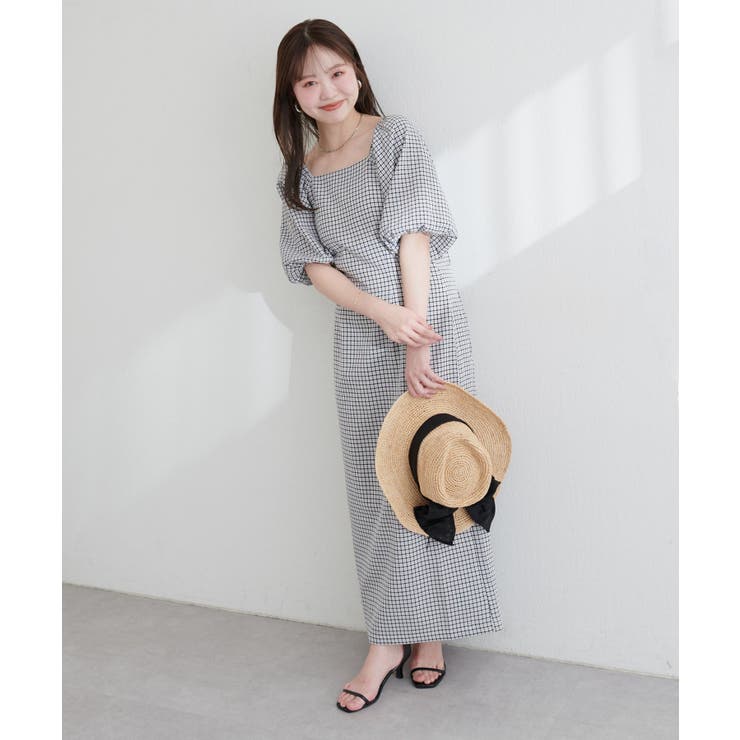 【natural couture】ポコポコチェック袖ボリュームワンピース | NICE CLAUP / OLIVE des OLIVE　OUTLET | 詳細画像18 