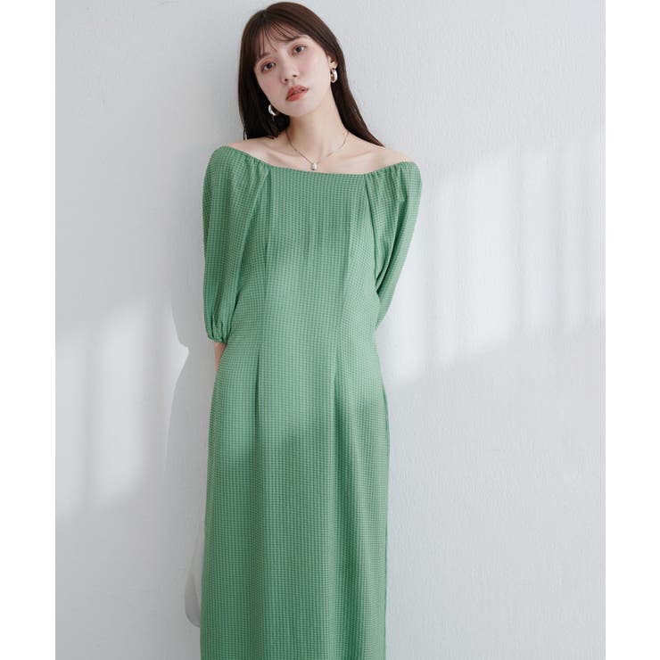 【natural couture】ポコポコチェック袖ボリュームワンピース | NICE CLAUP / OLIVE des OLIVE　OUTLET | 詳細画像26 