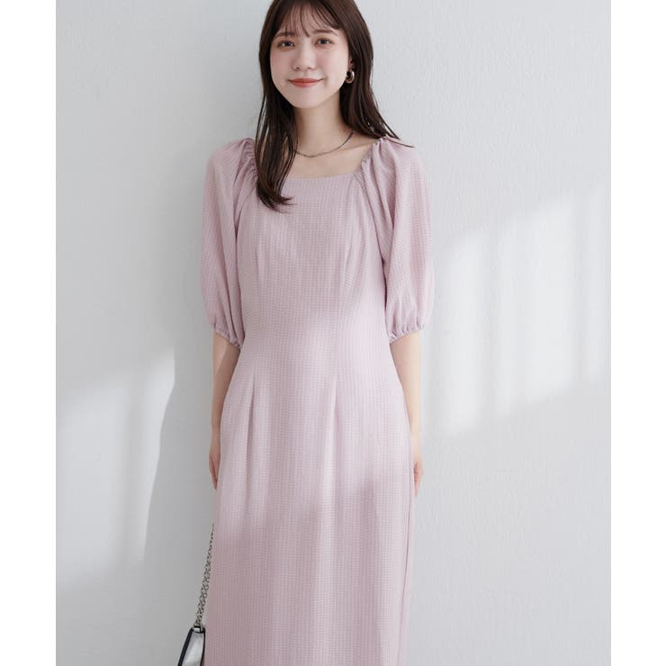 【natural couture】ポコポコチェック袖ボリュームワンピース | NICE CLAUP / OLIVE des OLIVE　OUTLET | 詳細画像32 