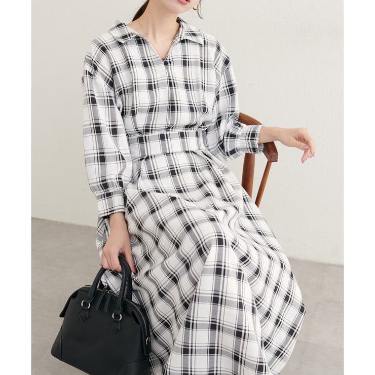 柄1 | スキッパー衿7部袖ワンピース | NICE CLAUP / OLIVE des OLIVE　OUTLET