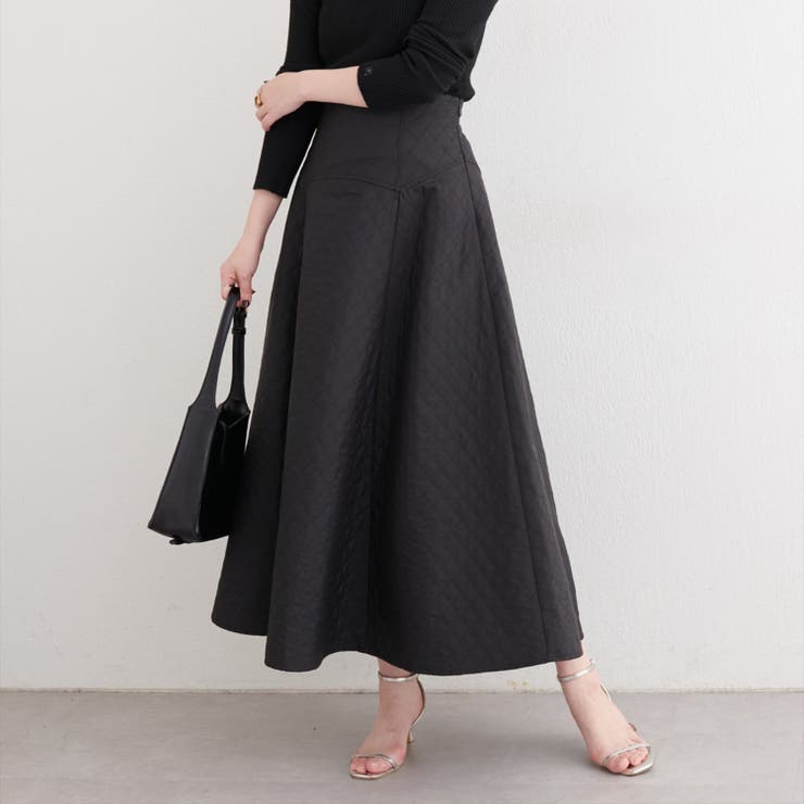 ブラック | 【natural couture】エンボスジャガードスカート | NICE CLAUP / OLIVE des OLIVE　OUTLET