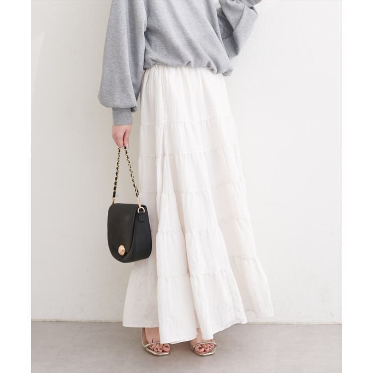 【natural couture】サテンティアードスカート | NICE CLAUP / OLIVE des OLIVE　OUTLET | 詳細画像2 