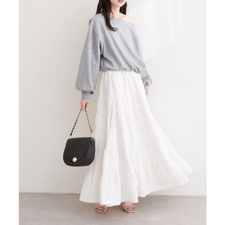 【natural couture】サテンティアードスカート | NICE CLAUP / OLIVE des OLIVE　OUTLET | 詳細画像4 