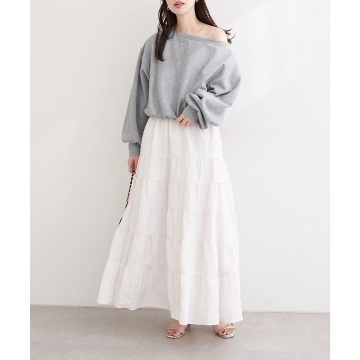 【natural couture】サテンティアードスカート | NICE CLAUP / OLIVE des OLIVE　OUTLET | 詳細画像5 