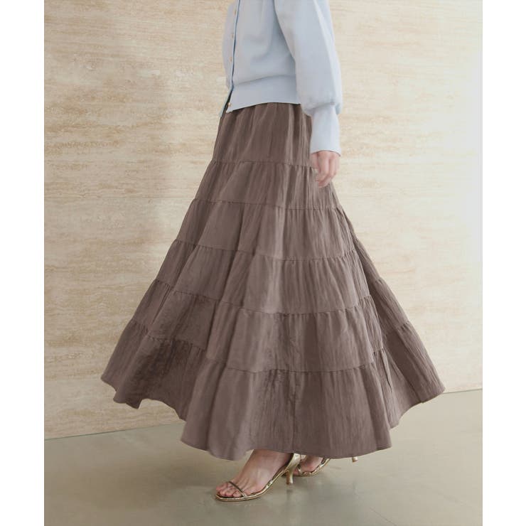 【natural couture】サテンティアードスカート | NICE CLAUP / OLIVE des OLIVE　OUTLET | 詳細画像1 