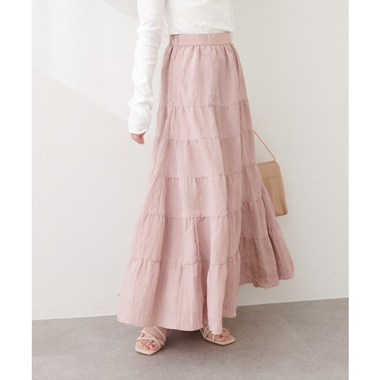 ピンク | 【natural couture】サテンティアードスカート | NICE CLAUP / OLIVE des OLIVE　OUTLET